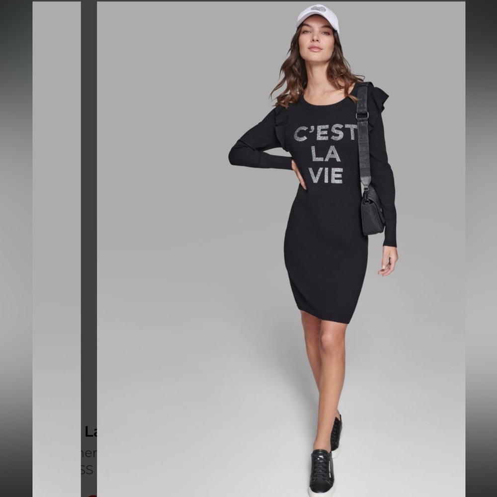 Karl Lagerfeld Paris
Women’s C'EST LA VIE RUFFLE SLEEVE SWEATER DRESS XXS